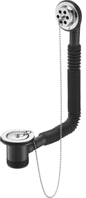 70cm Bath Waste & Overflow Kit – Chrome Chain Plug, Stainless Steel Flange