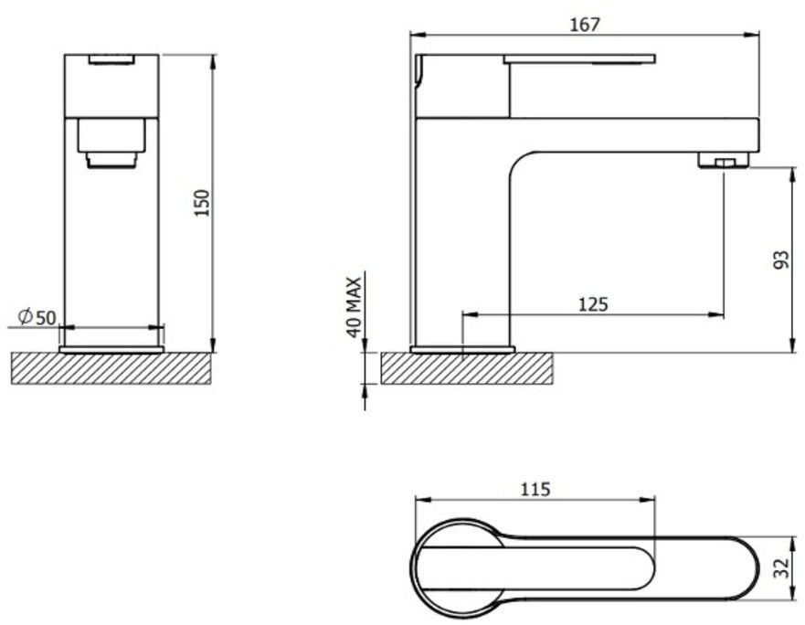 Strata Mono Basin Mixer Tap – Chrome, Single Lever