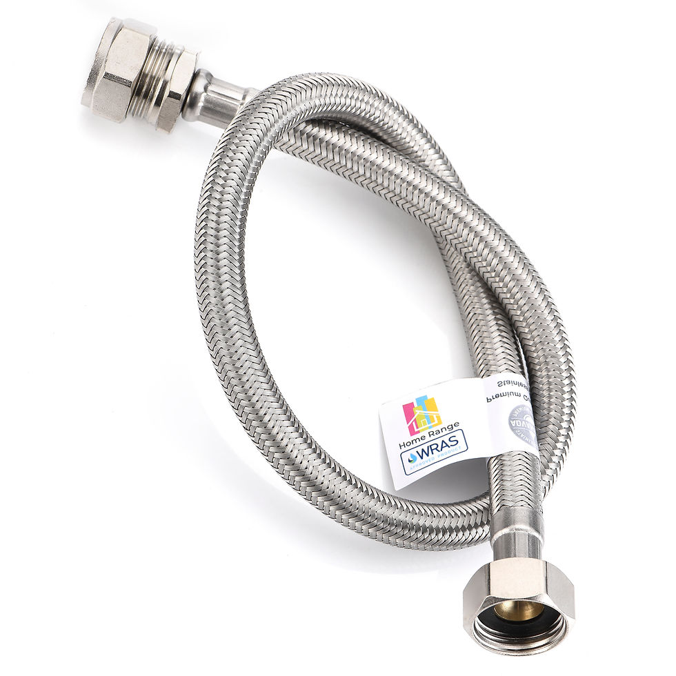 WRAS Flexi Tap Connector – 15mm Comp x 1/2" BSP, 500mm, 8.5mm Bore