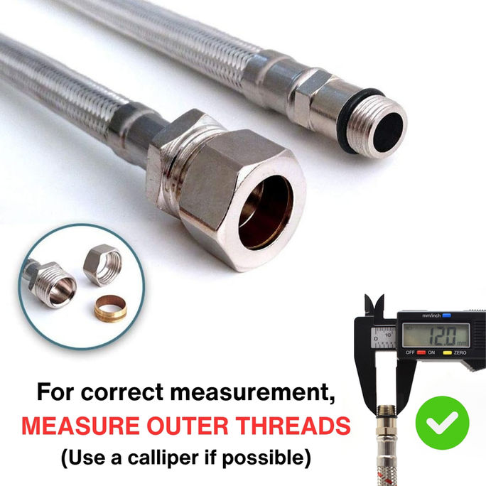 Stainless Steel Flexi Tap Connector Pair – M12 x 15mm Compression, 600mm