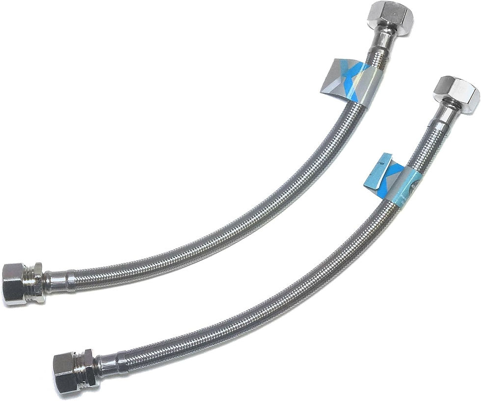 Flexi Pipe 15mm Compression x 1/2" BSP Tap Connector – 300mm (Pair)