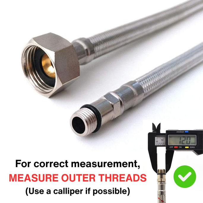 Stainless Steel Flexi Tap Connector Pair – M12 x 1/2" BSP, 300mm