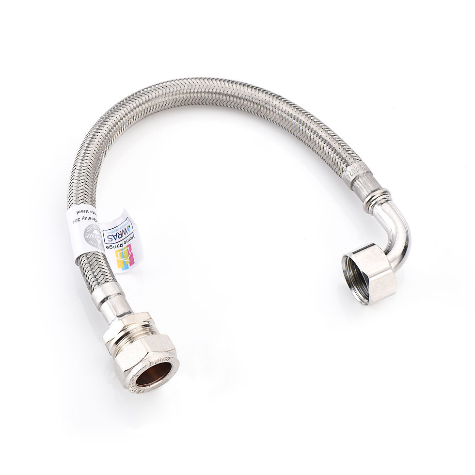 WRAS 90° Elbow Flexi Pipe Connector – 1/2" BSP x 15mm Compression, 300mm