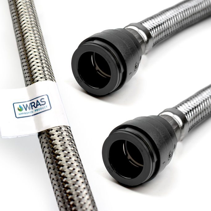 WRAS-Approved Push-Fit Flexi Pipe Connector – 15mm x 15mm Push-Fit, 300mm