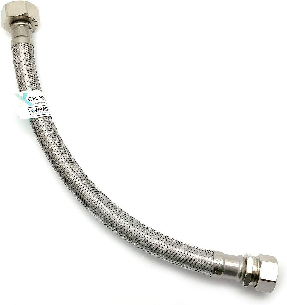 WRAS Flexi Tap Connector – 15mm Comp x 3/4" BSP, 300mm, 9.8mm Bore