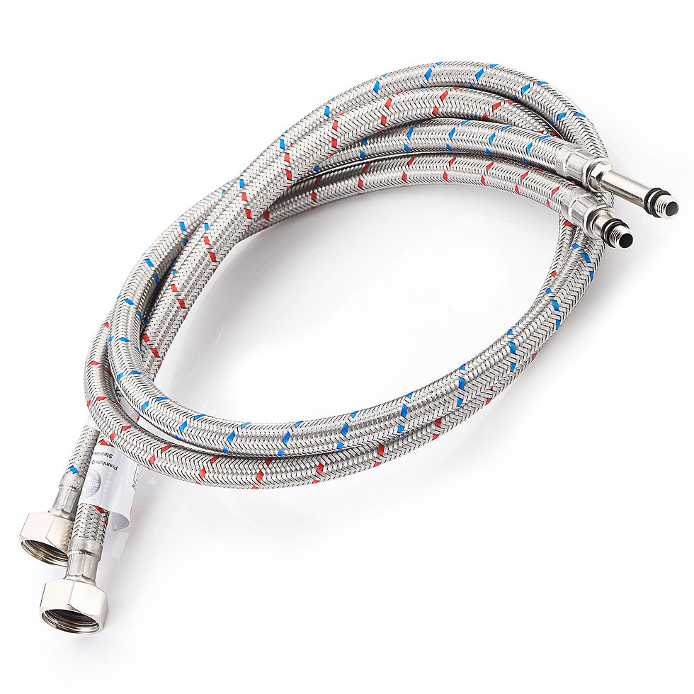 WRAS Flexi Tap Connector Pair with Isolator Valve – M8 x 1/2" BSP, 900mm