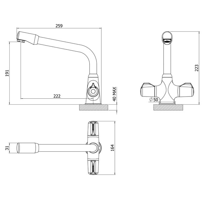 Dawson Kitchen Mixer Tap – Chrome, Dual Handle Swivel Spout