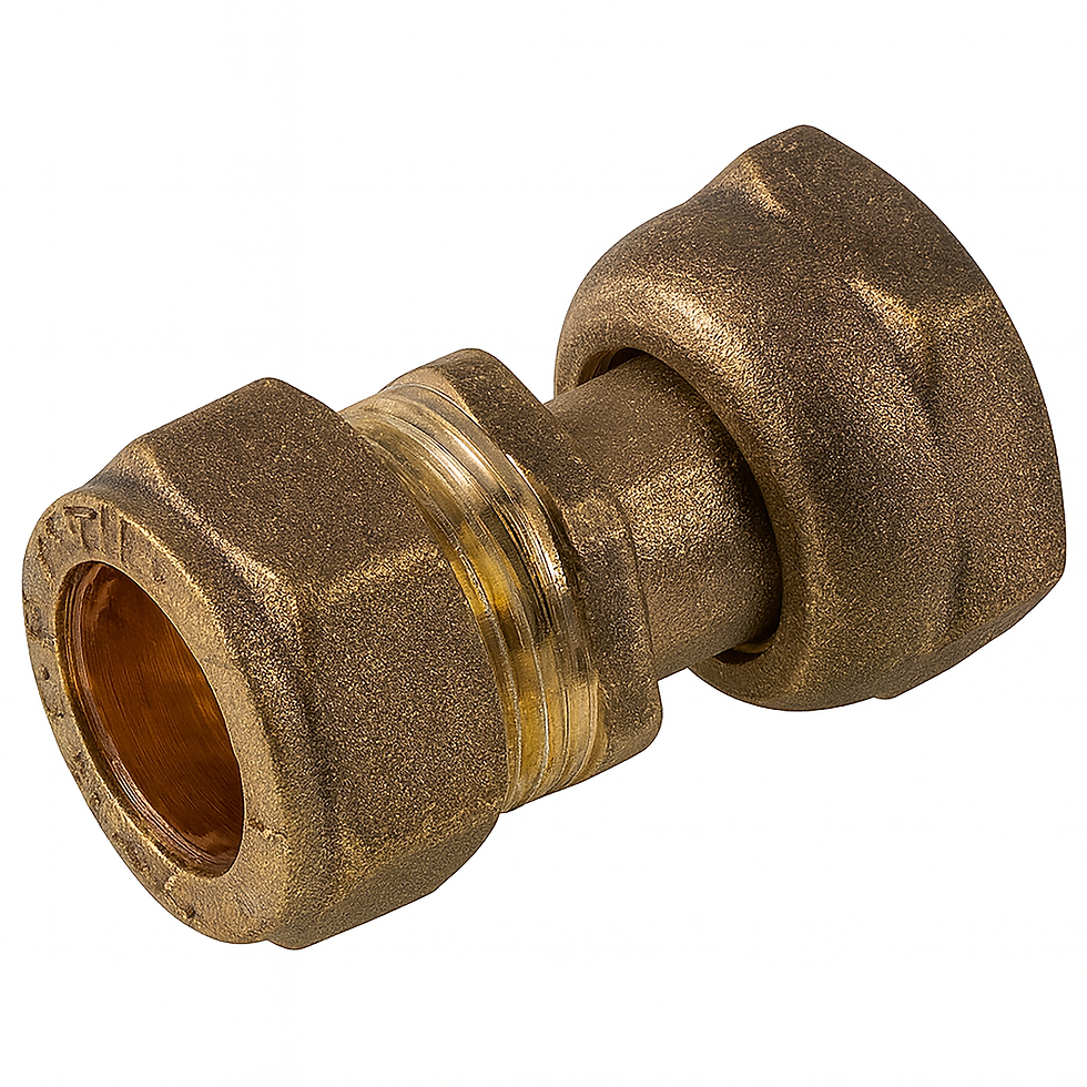 15mm x 1/2" Brass Straight Tap Connector – Compression to Female Iron