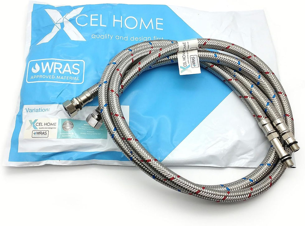 WRAS-Approved Flexi Tap Connector Pair – M12 x 15mm, 900mm, Stainless Steel