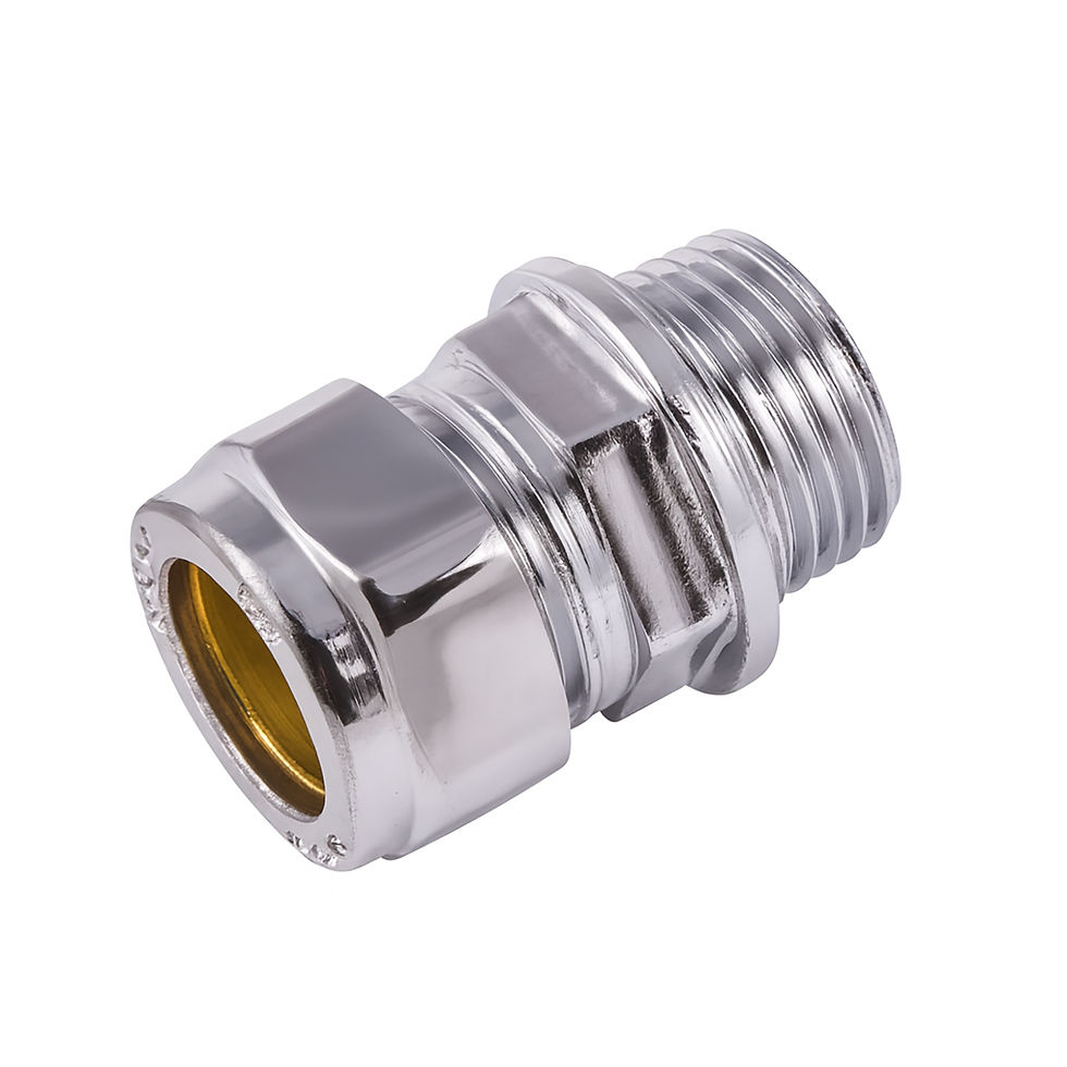 15mm x 1/2" Compression to Male Iron Coupling – Chrome J600CP