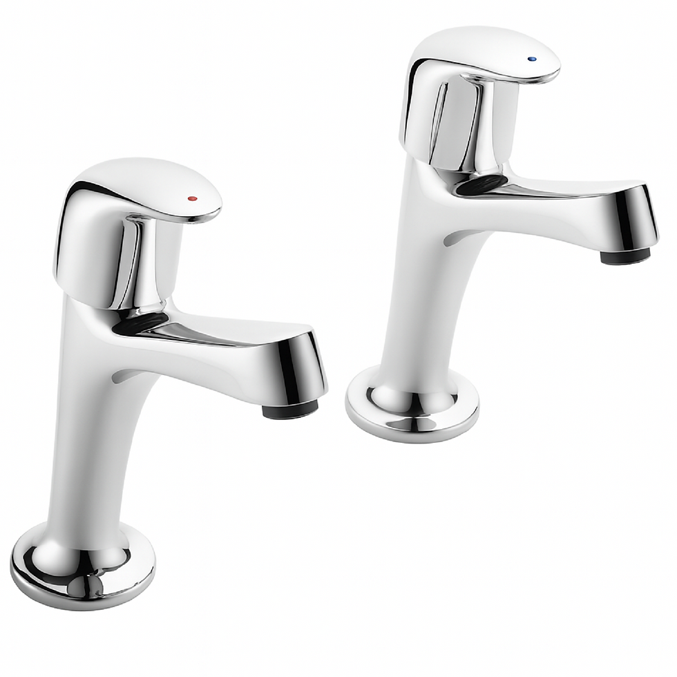Haze High Neck Kitchen Tap Pair – Chrome, Hot & Cold Pillar Taps