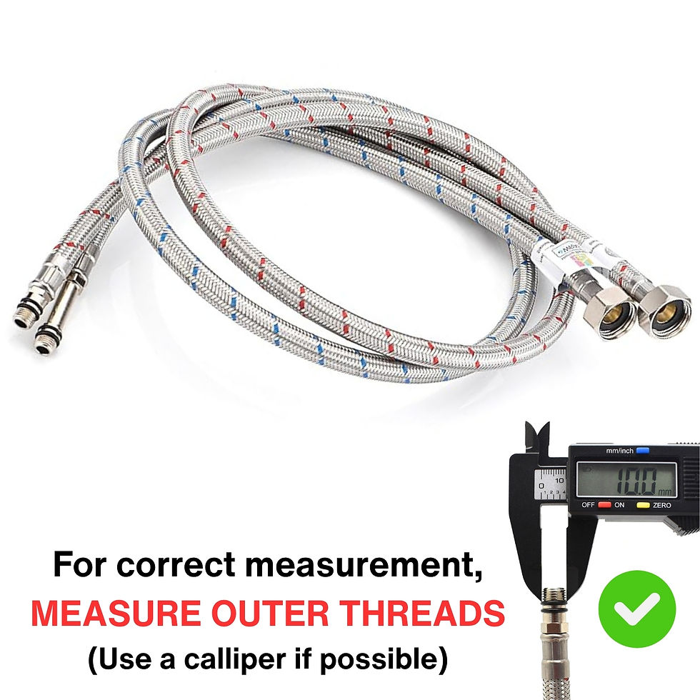 WRAS-Approved Flexi Tap Connector Pair – M10 x 1/2" BSP, 1000mm, Stainless Steel