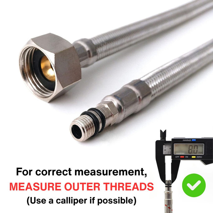 Stainless Steel Flexi Tap Connector Pair – M8 x 1/2" BSP, 300mm