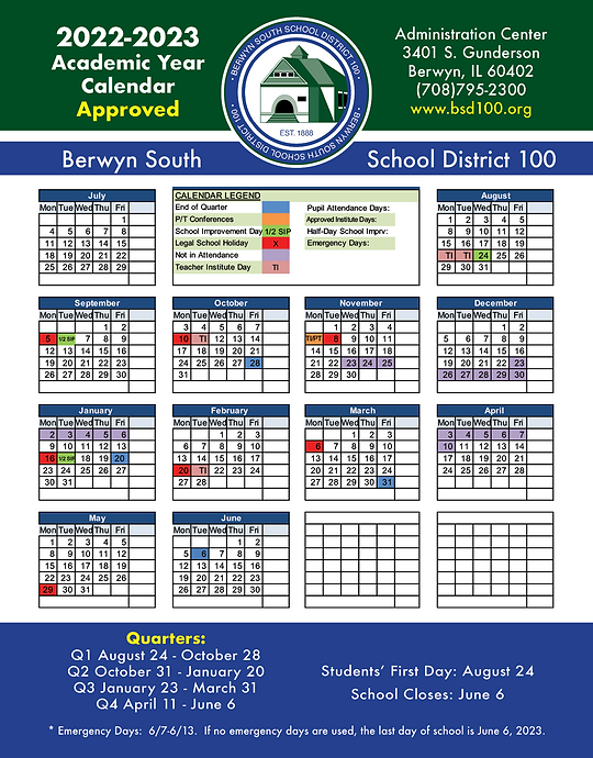 BSD100 SCHOOL CALENDAR | BSD100 DISTRICT SITE