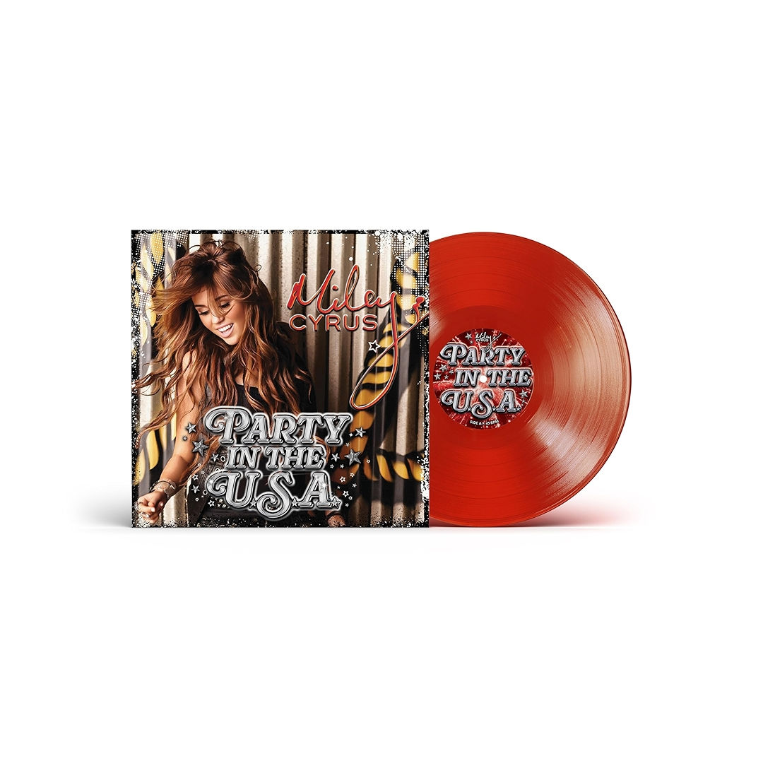 LP MILEY CYRUS - PARTY IN THE U.S.A. (TRANSLUCENT RED 7" VINYL) AMAZON EXCLUSIVE