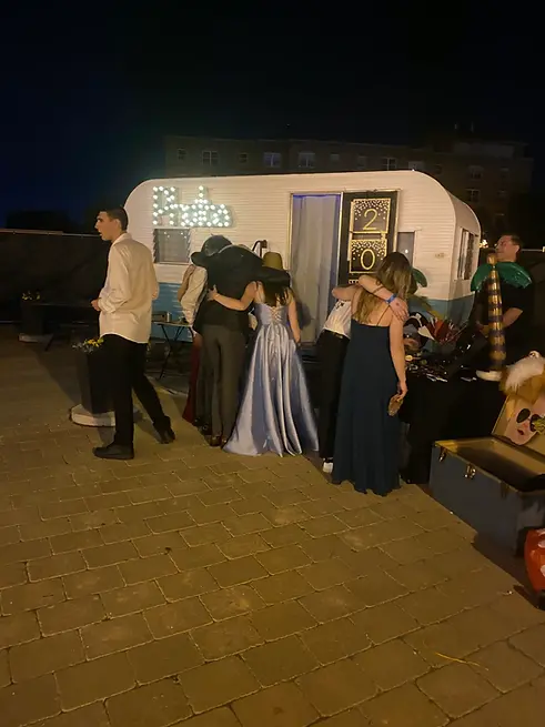 Vintage Camper Photo Booth at a Graduation