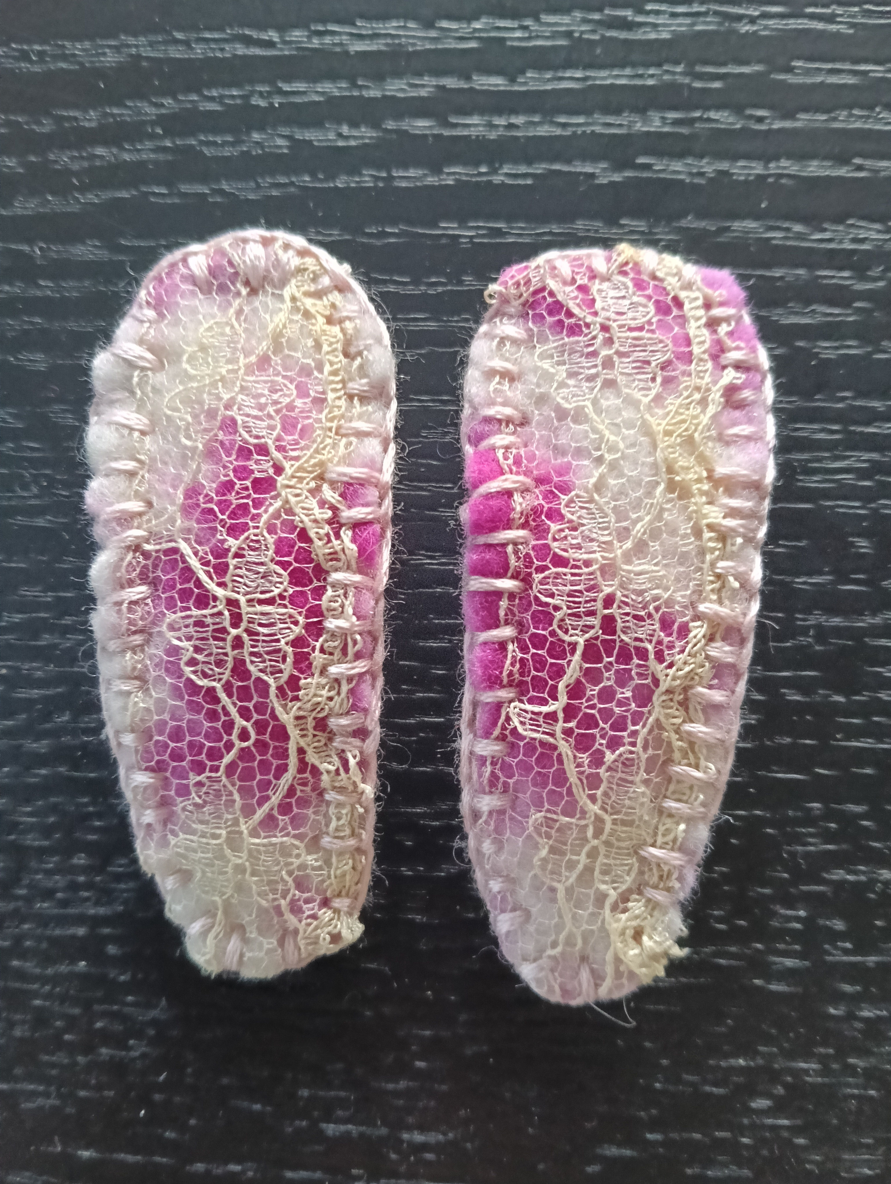 "Rose" felt & lace hairclips