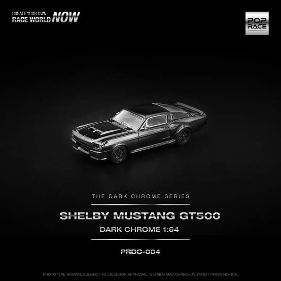 POP RACE 004 Shelby Mustang GT500 Dark Chrome Diecast Scale Model