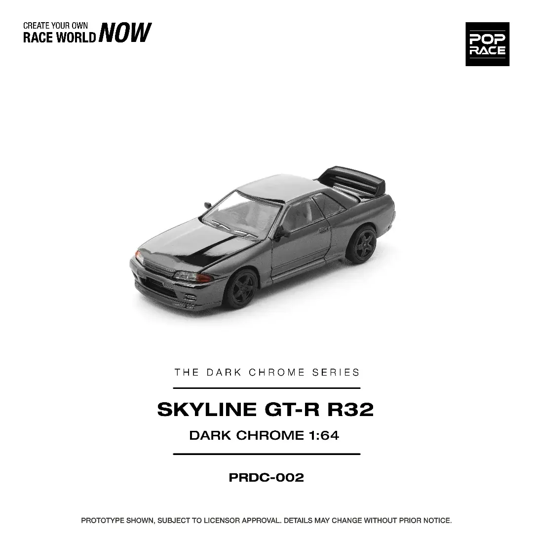 POP RACE Nissan Skyline GT-R R32 Dark Chrome Series PRDC-002 Diecast Scale Model