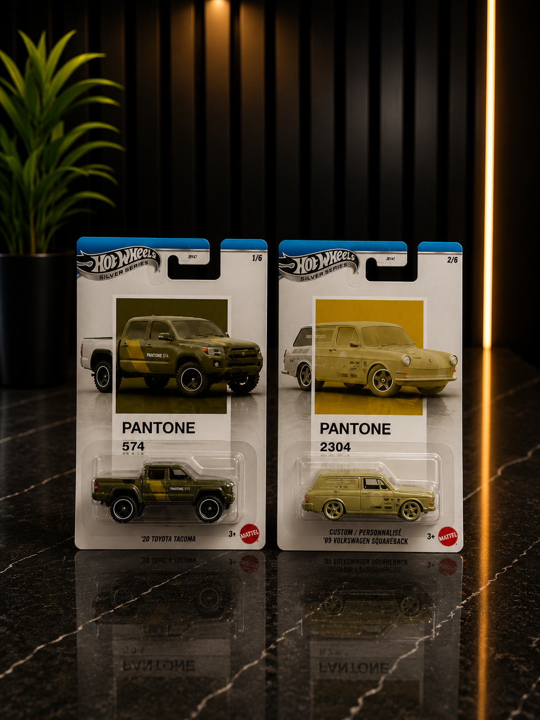 Hot Wheels Silver Series Pantone Duo Pack – '20 Toyota Tacoma & Custom '69 Volks