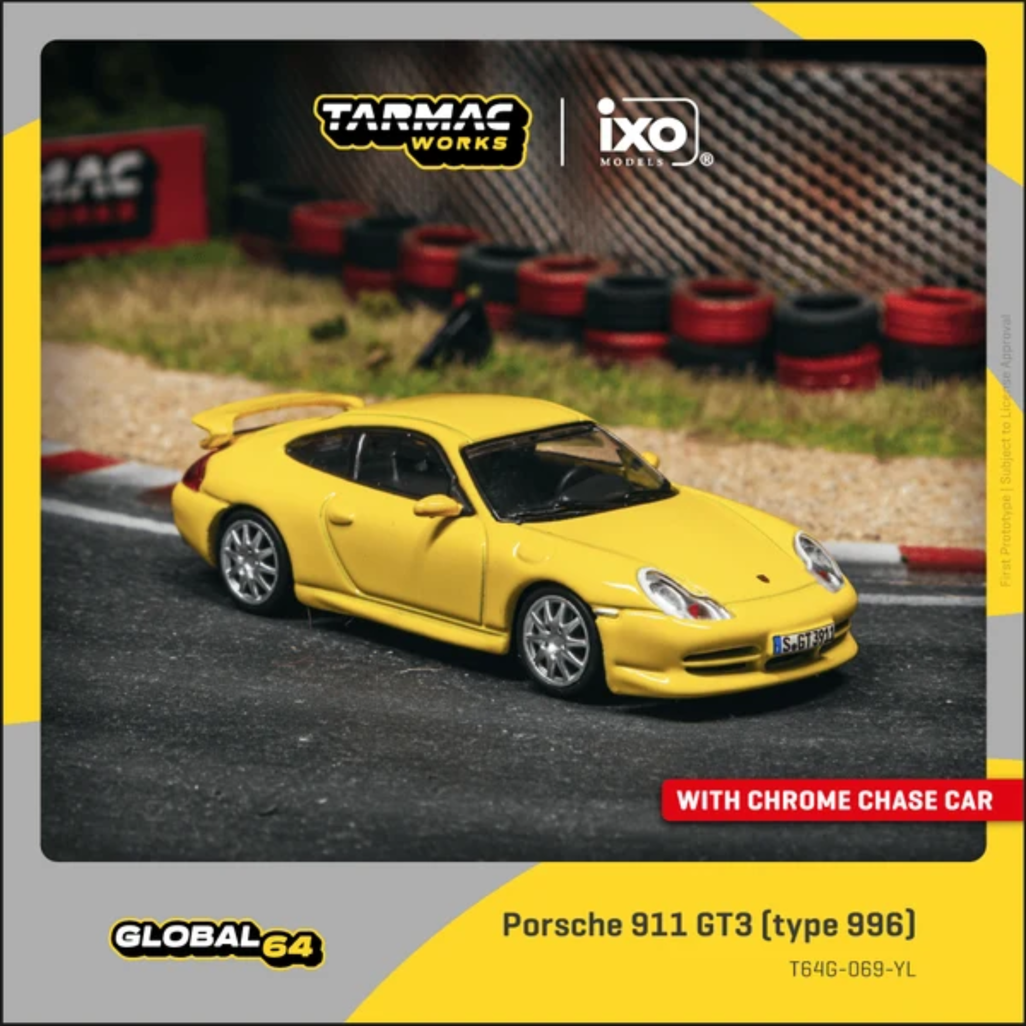 Tarmac Works T64G-069-YL Porsche 911 GT3 type 996