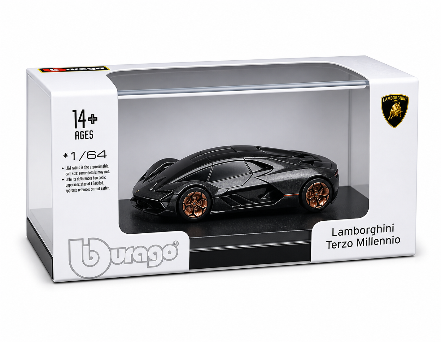 Bburago 1:64 Scale Lamborghini Terzo Millennio Premium Scale Model Black