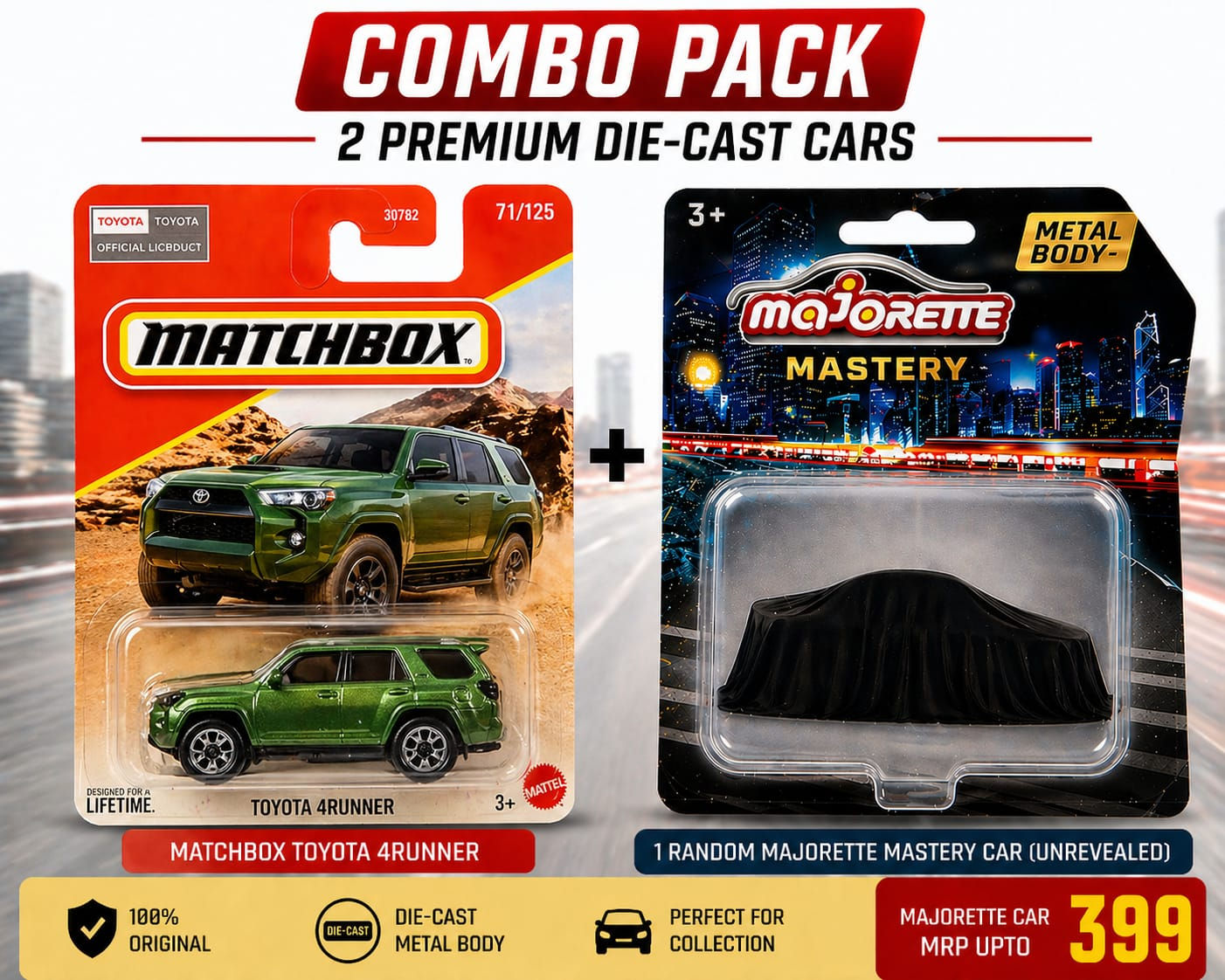 Matchbox Toyota 4Runner + Majorette Mystery Car Combo Pack