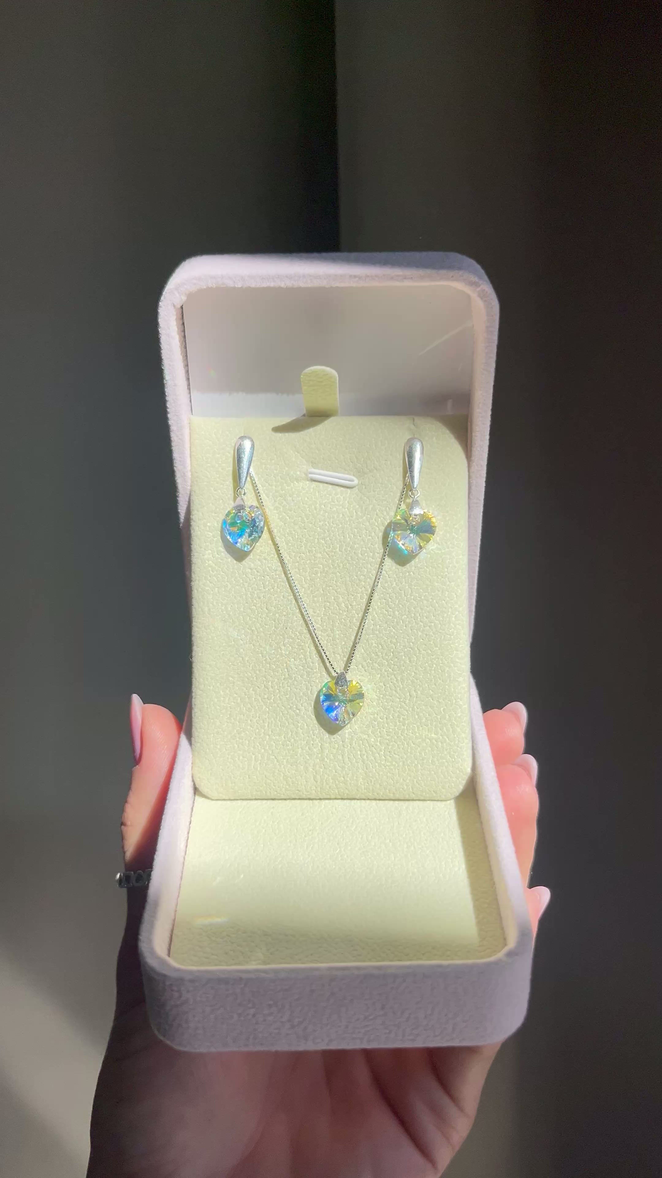 Conjunto coração cristal 
