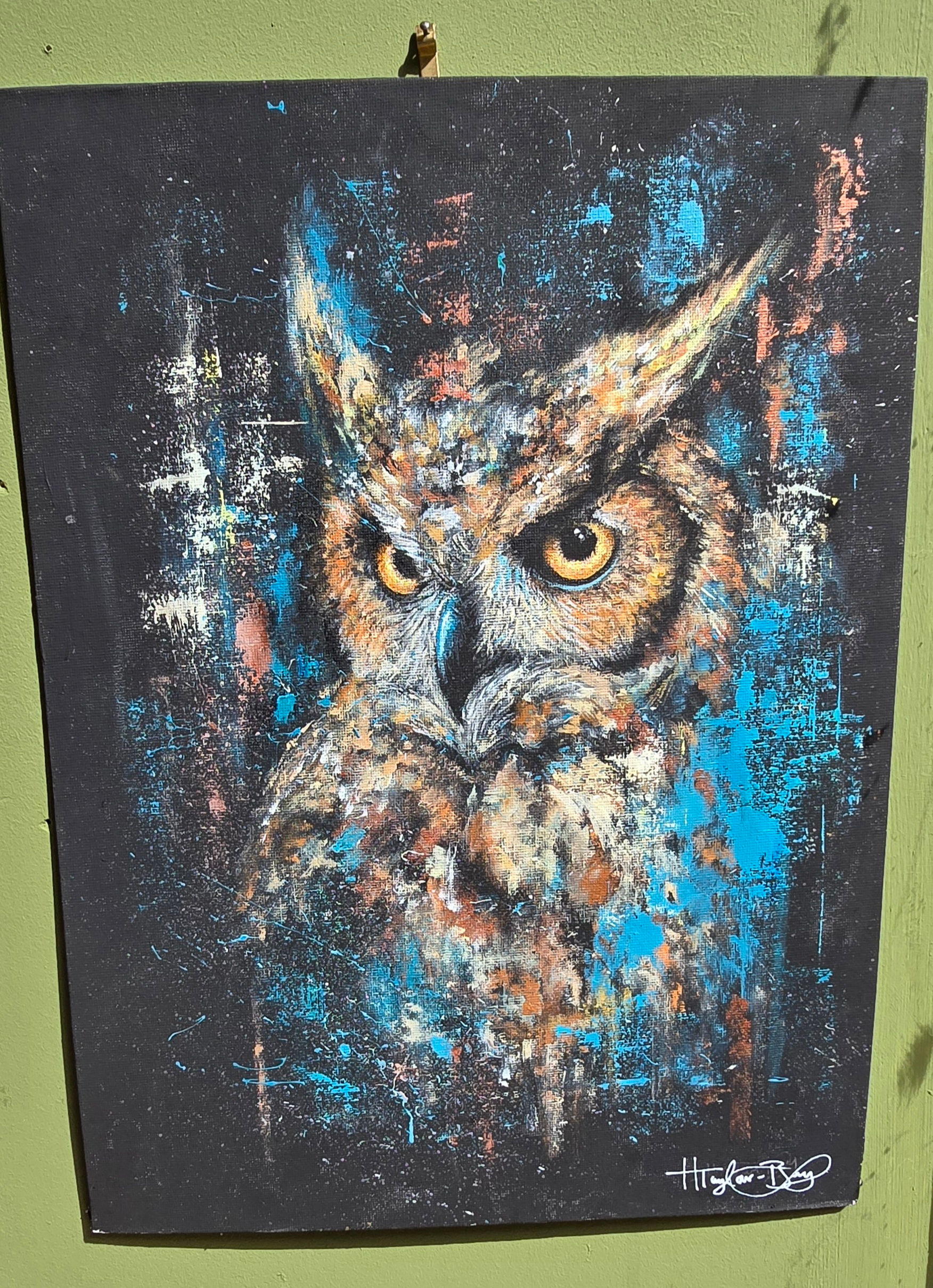 Acrylic On Board Original Painting 'Nightwatch' Cotswold Artist H Taylour Bay