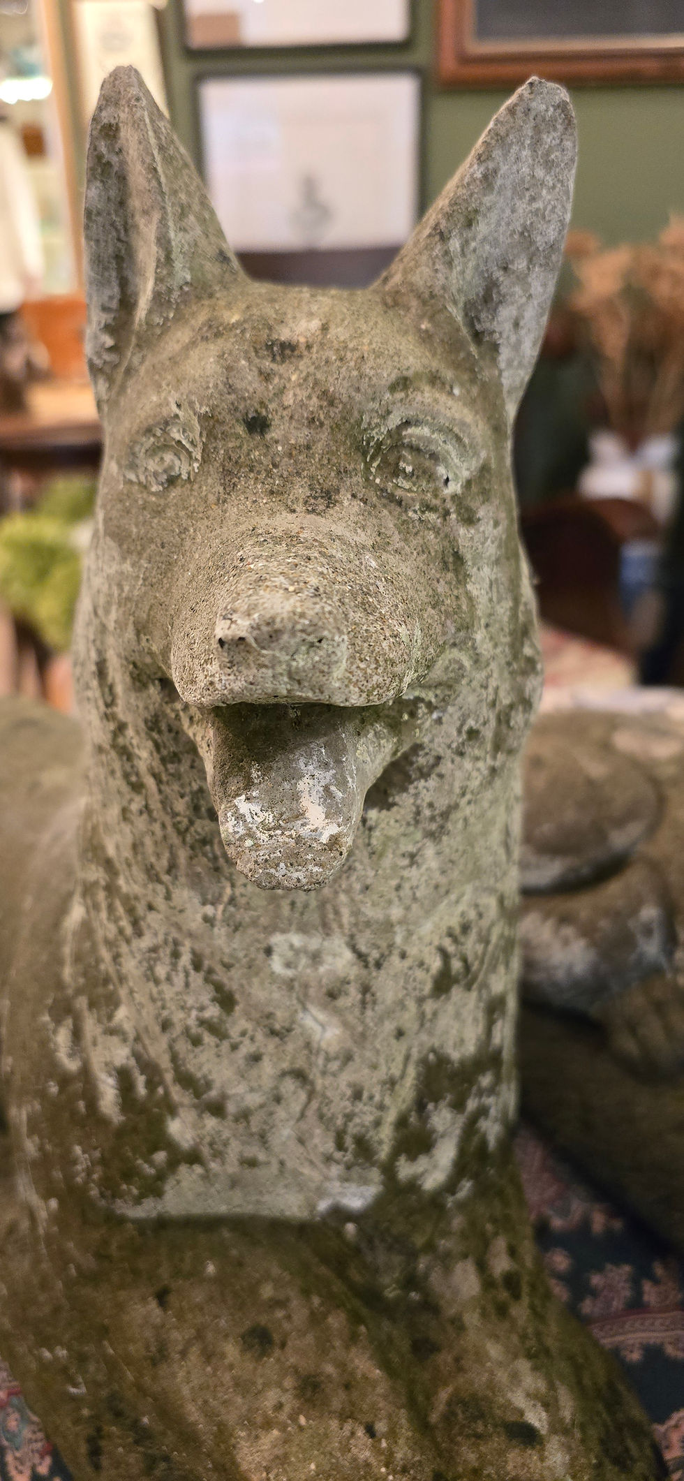 Thumbnail: A Pair Of Early 20th Century German Shepherd Dog Reconstituted Stone Statues