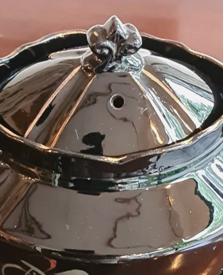 Thumbnail: Antique Victorian Staffordshire Jackfield Black Enamelled Teapot 19th Century