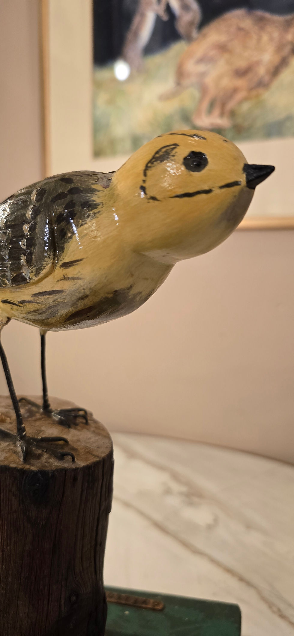 Thumbnail: Vintage Hand Carved And Painted Folk Art Bird Yellowhammer Natural Base D Frost