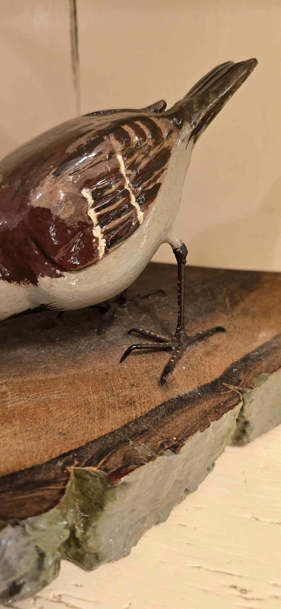 Thumbnail: Vintage Hand Carved And Painted Folk Art Chaffinch Bird Group D Frost