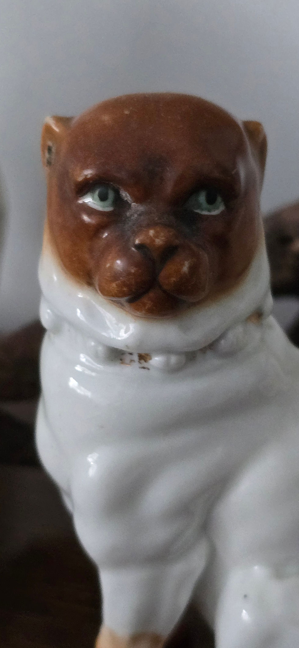Thumbnail: Antique 19th Century Dresden Style Continental Porcelain Pug / Bull Dog Figurine