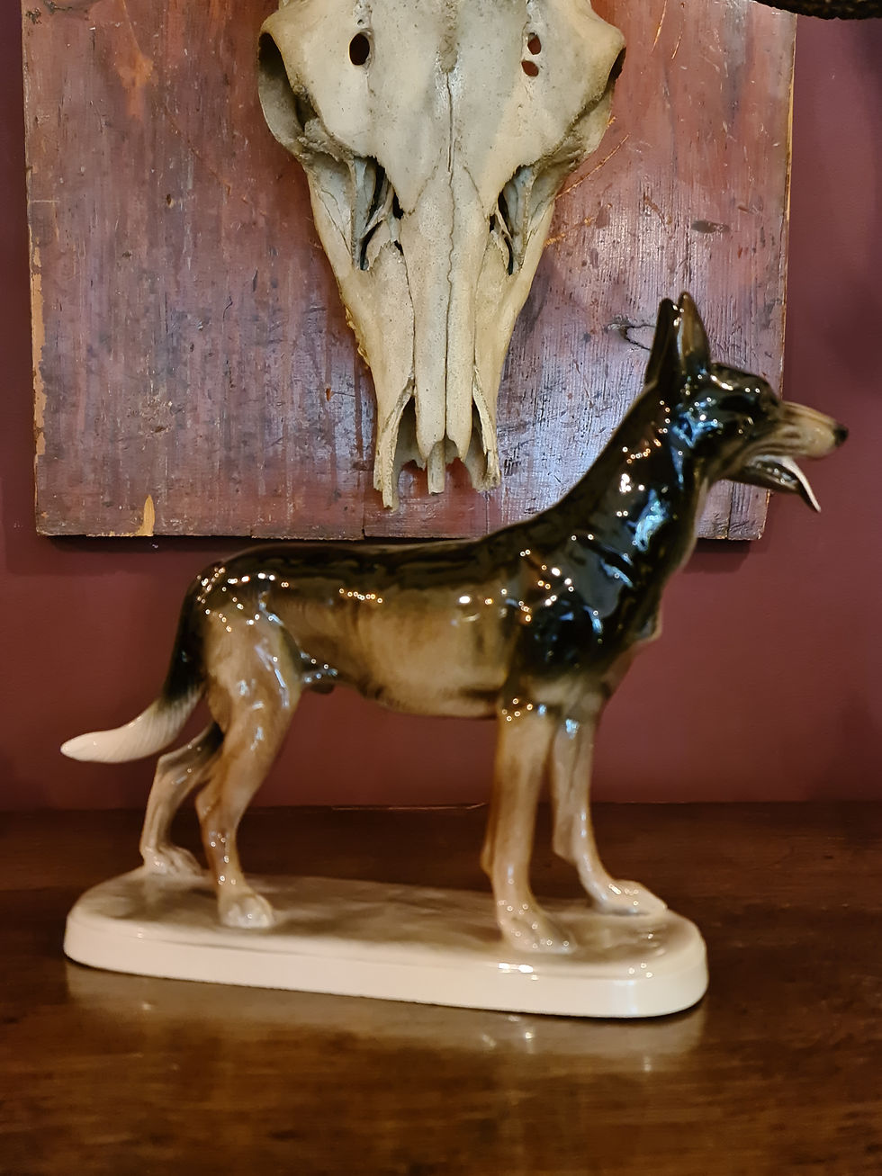 Thumbnail: Vintage Continental Porcelain Belgian Sheepdog Figurine, Signed