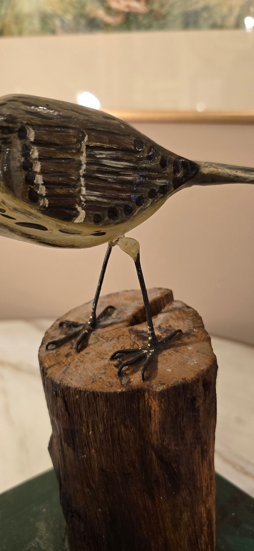 Thumbnail: Vintage Hand Carved And Painted Folk Art Bird Yellowhammer Natural Base D Frost