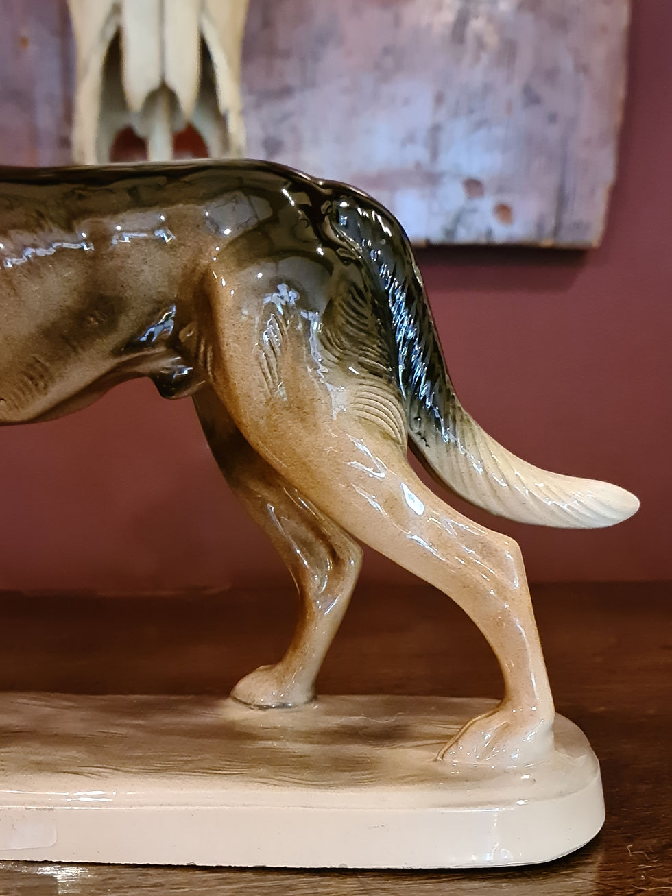 Thumbnail: Vintage Continental Porcelain Belgian Sheepdog Figurine, Signed