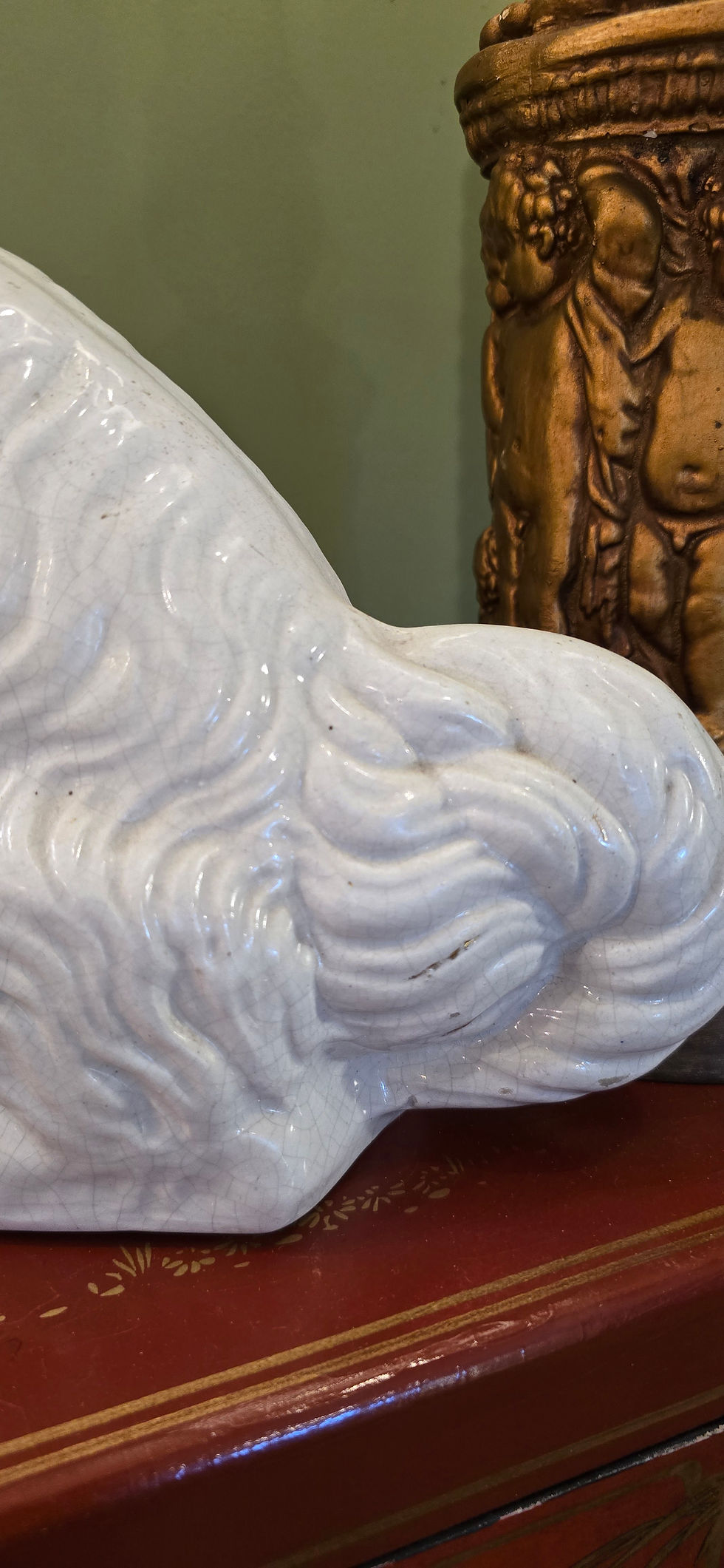 Thumbnail: A Pair Of Large Antique 19th Century Staffordshire Spaniel Dogs.