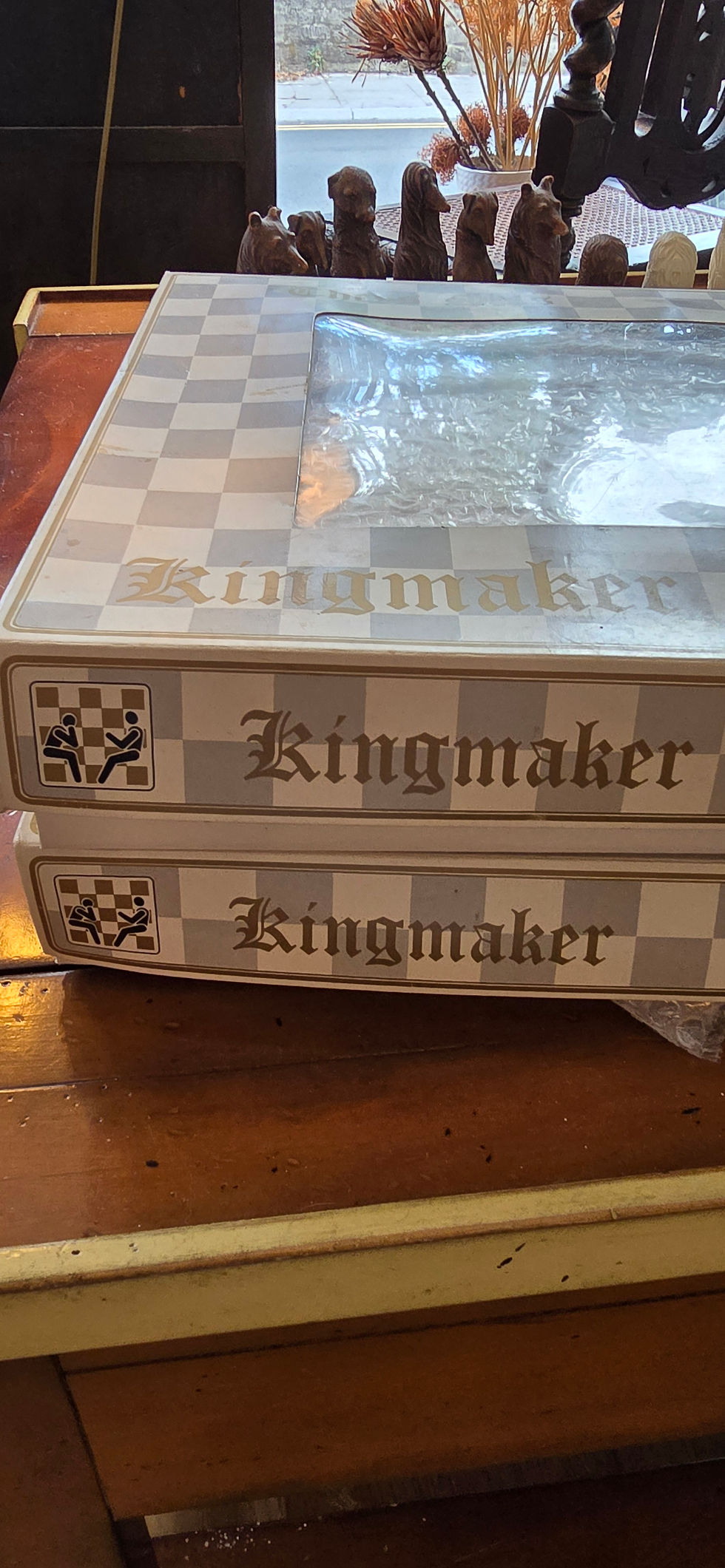 Thumbnail: Handmade Vintage Kingmaker Dogs Chess Set Plaster/ Resin Rare Early 1980's Boxed