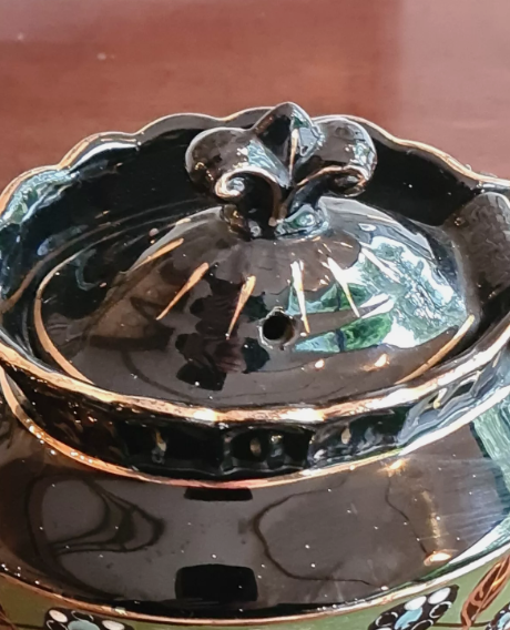 Thumbnail: Antique Victorian Staffordshire Jackfield Black Enamelled Teapot 19th Century
