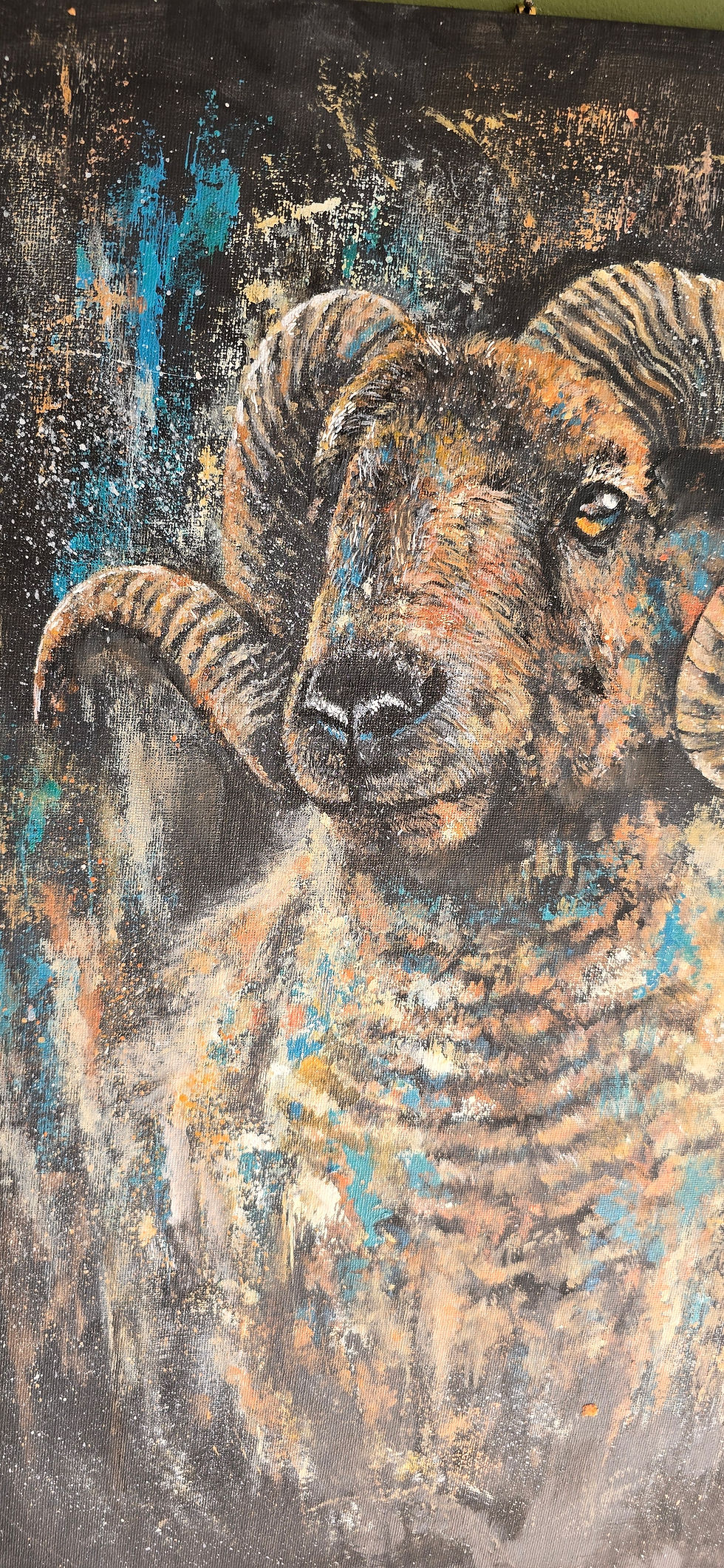 Thumbnail: Acrylic On Board Original Painting 'Ancient Horns' Cotswold Artist H Taylour Bay