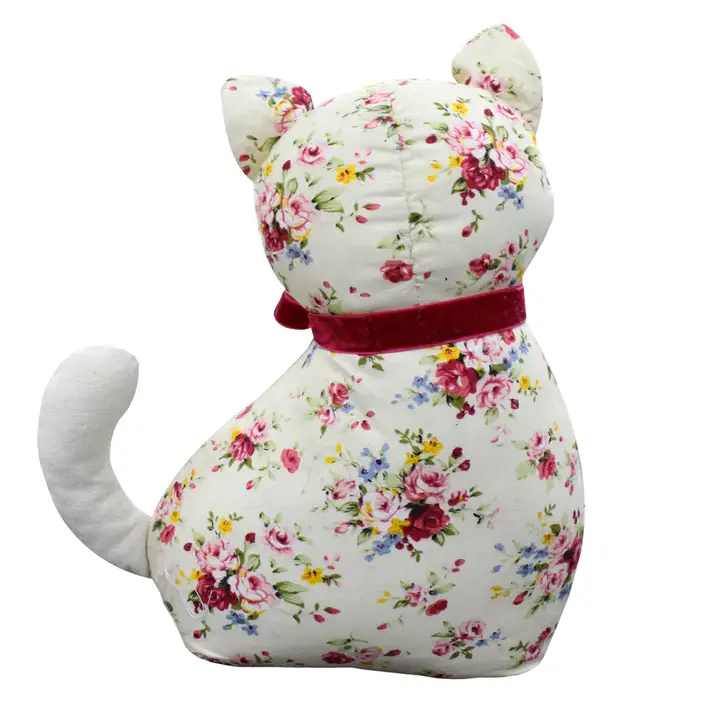 Thumbnail: Floral Cat Novelty Door Stop Multicolour