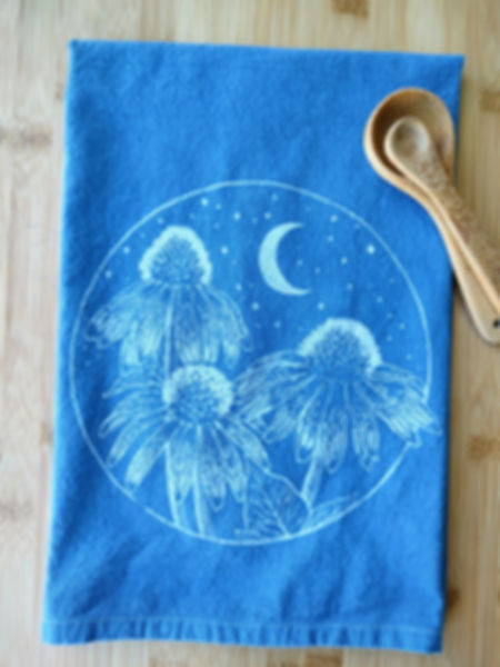 Coneflower Indigo Tea Towel