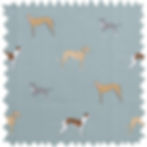 Thumbnail: "Speedy Dogs" 50x50cm Cotton and Velvet Piped Cushion