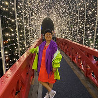 Hua in Light Tunnel at New Plymouth Christmas Light Festival 2023.jpg