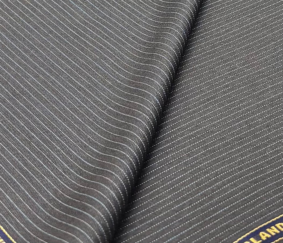 الصورة المصغرة: Grey & Blue Striped Super 180s Wool Fabric By Holland & Sherry - 3.60 Meters