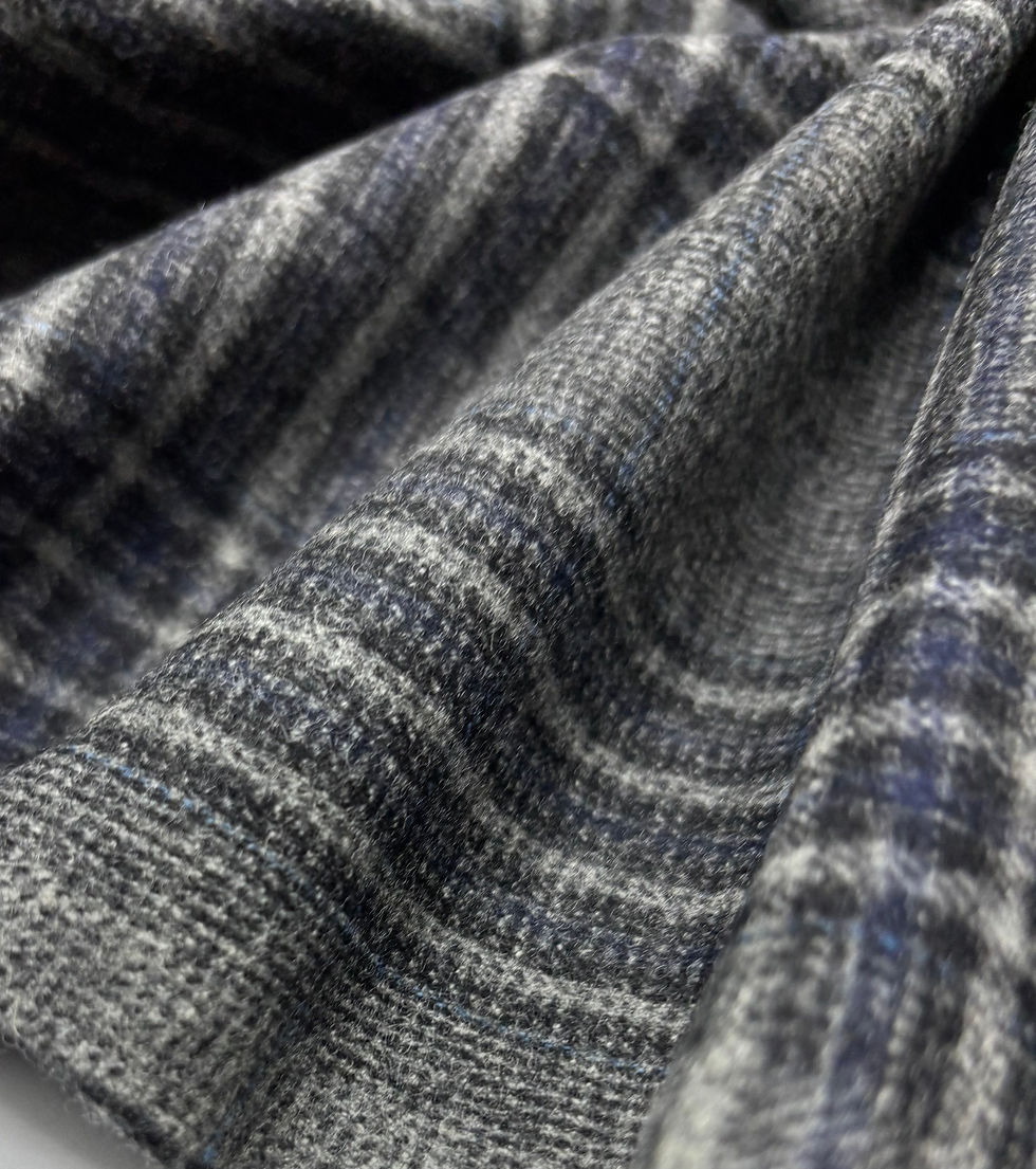 الصورة المصغرة: Grey & Blue Check All Wool Fabric By Fox Brothers - 3.50 Meters