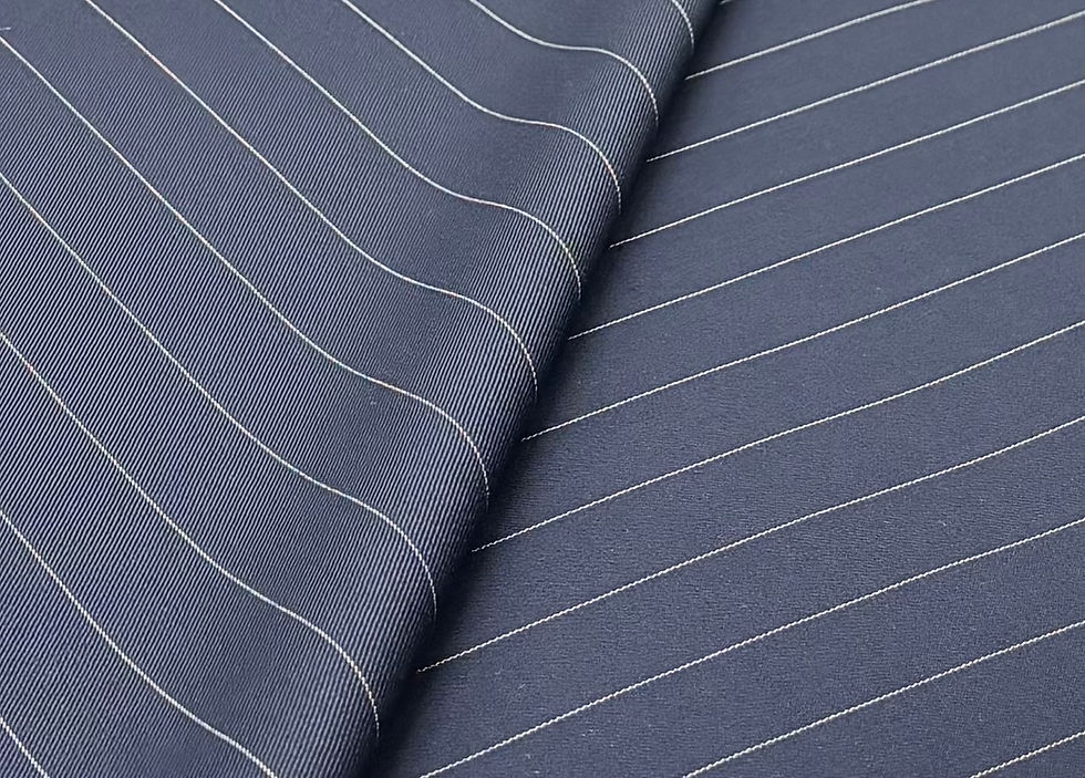 Thumbnail: Navy & White Striped Super 170s Wool By Holland & Sherry - 4.0 Meters