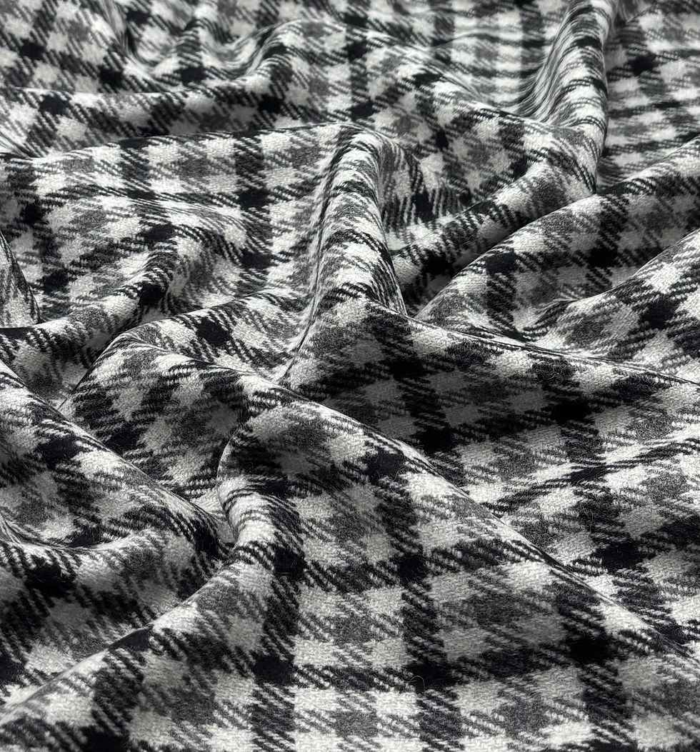 Thumbnail: Black & Grey Dogtooth Check Wool Tweed Fabric By Fox Brothers - 2.20 Meters