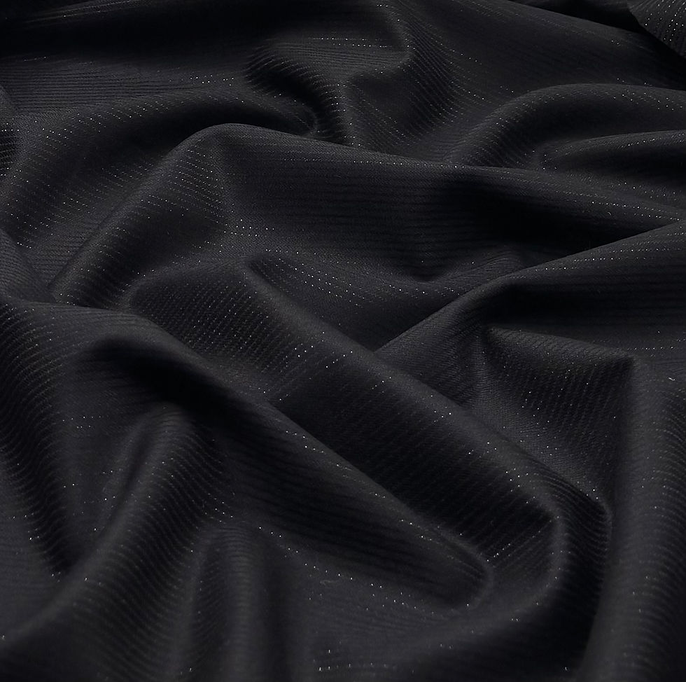 Thumbnail: Black Stripe & Glitter Wool Suiting & Thobe Fabric- 3.50 Meters